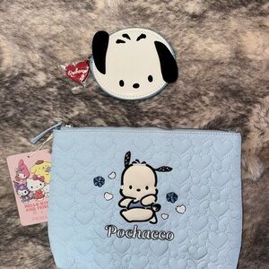 Sanrio Pochacco Light Blue Quilted Kids Pouch with Coin Purse